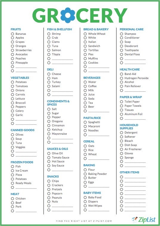 18 Printable Grocery Checklist Template Forms Fillable Samples 