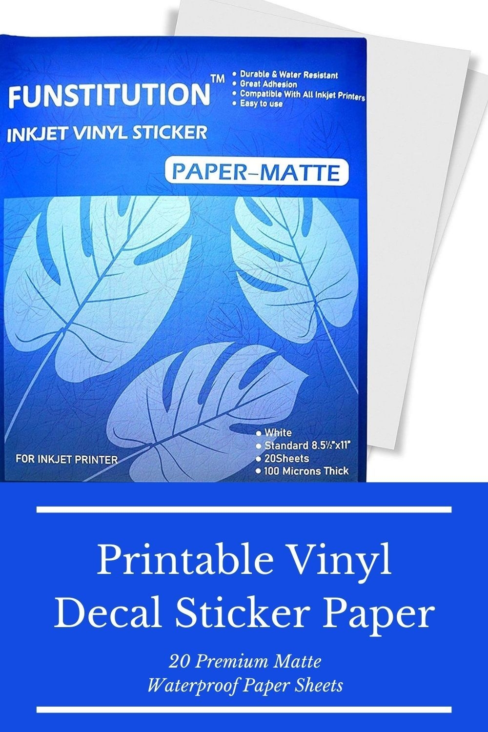20 Premium Printable Vinyl Sticker Paper For Inkjet Printer 8 5x11 