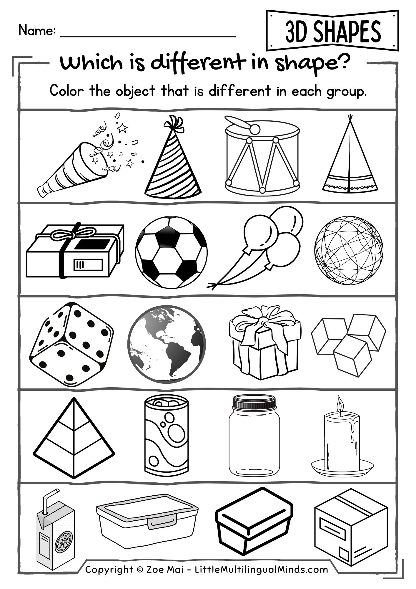 3d Shapes Worksheets And Printables 3d Shapes Worksheets Shapes 