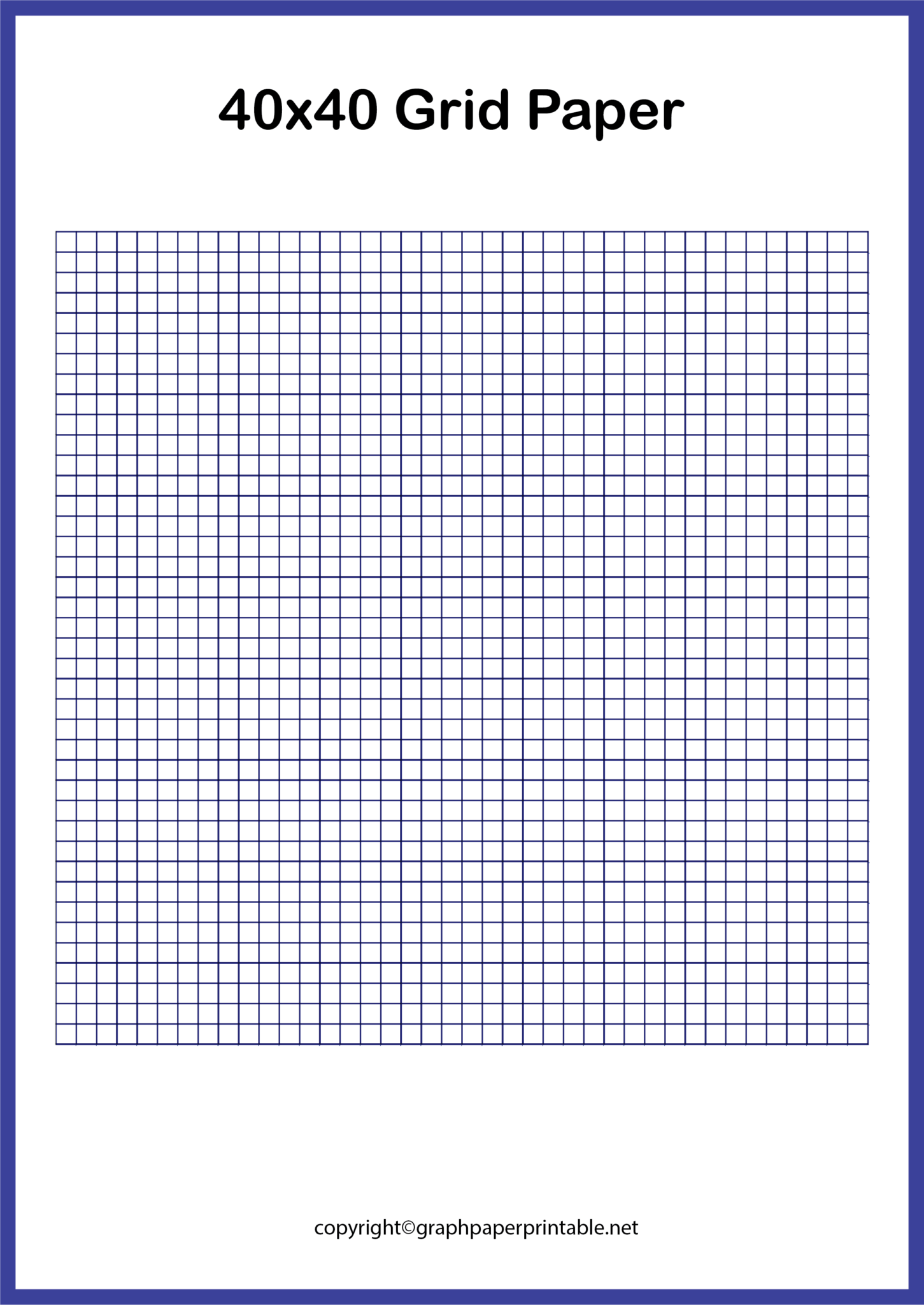 40x40 Grid Paper Printable Template In PDF