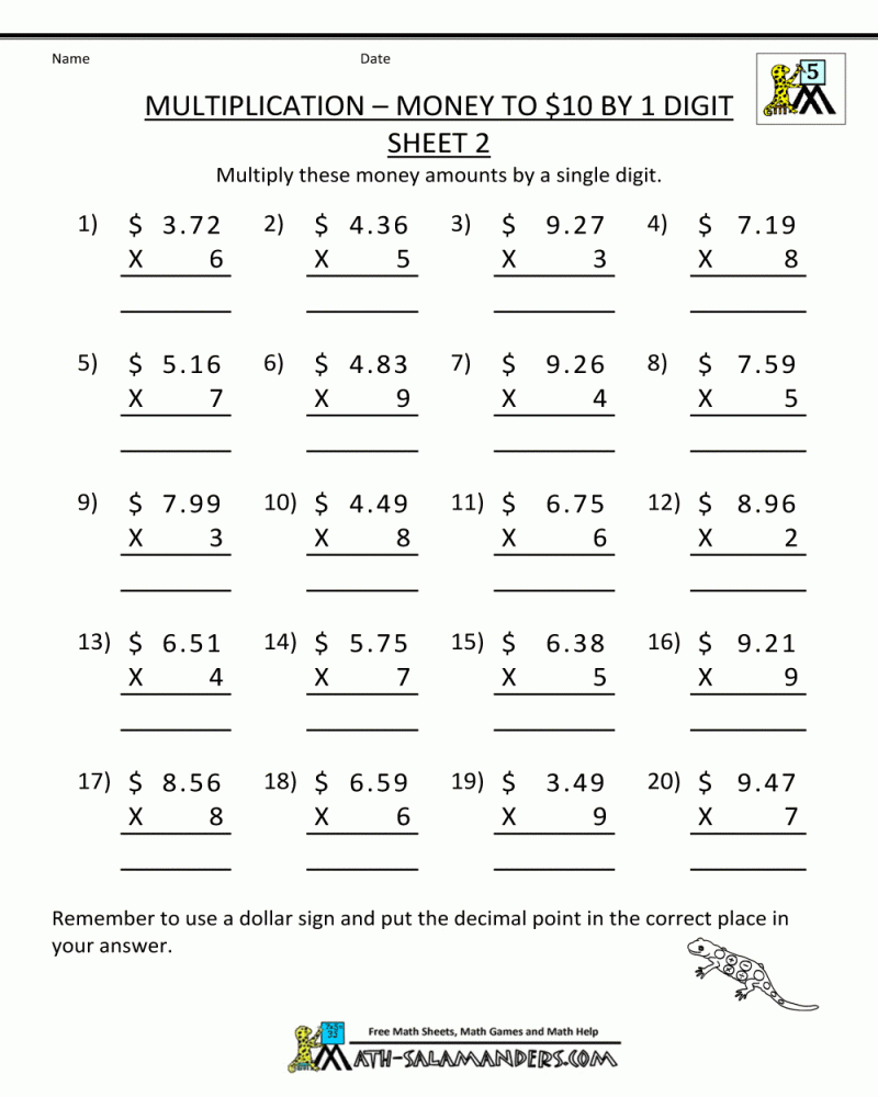 5th Grade Common Core Math Printable Worksheets Math Worksheets Printable