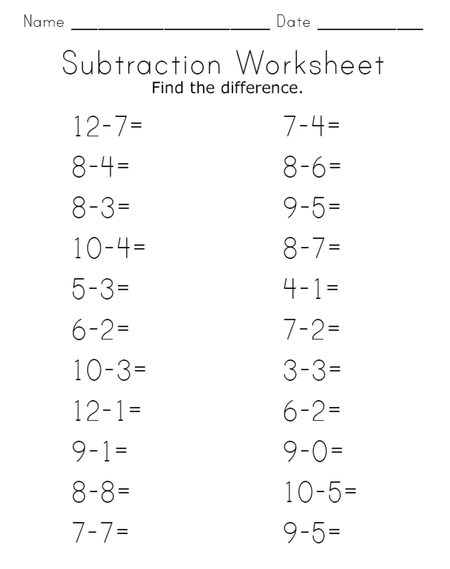 Adding And Subtracting Worksheets Kindergarten