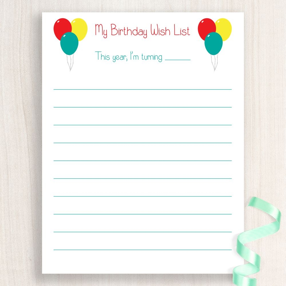 Birthday List Printable