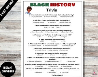 Black History Trivia Black History Month Game Black Culture Activity 
