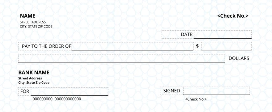 Blank Check Template In Illustrator Word PSD Download Template