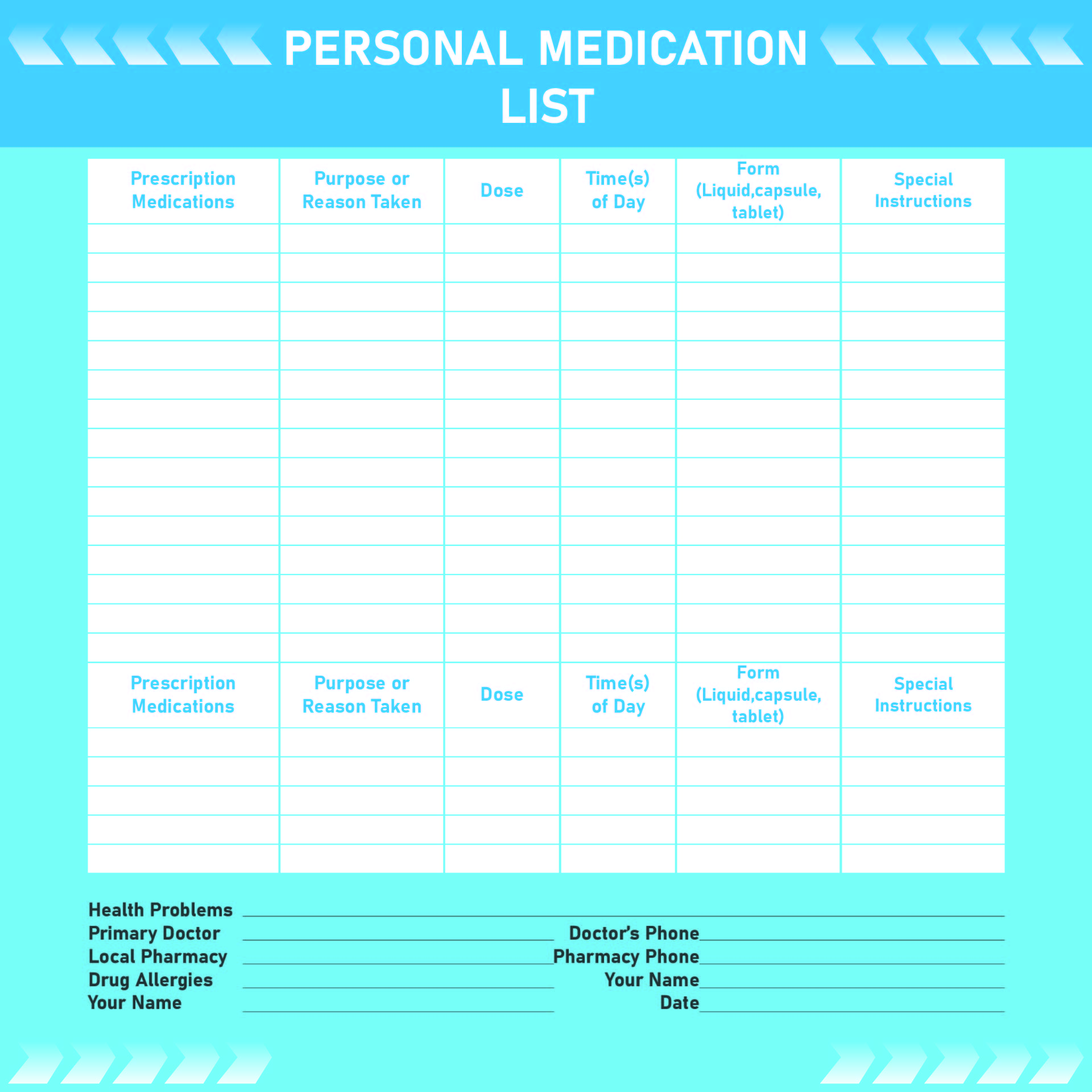 Blank Medication List Pdf Printable Photos And Vectors