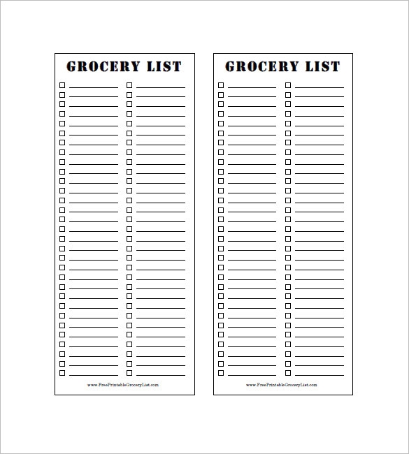 Blank Printable Grocery List Template Printable Templates