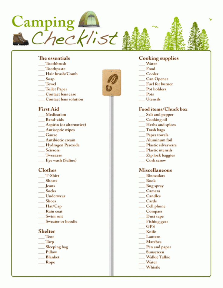 Camping Lists Printable