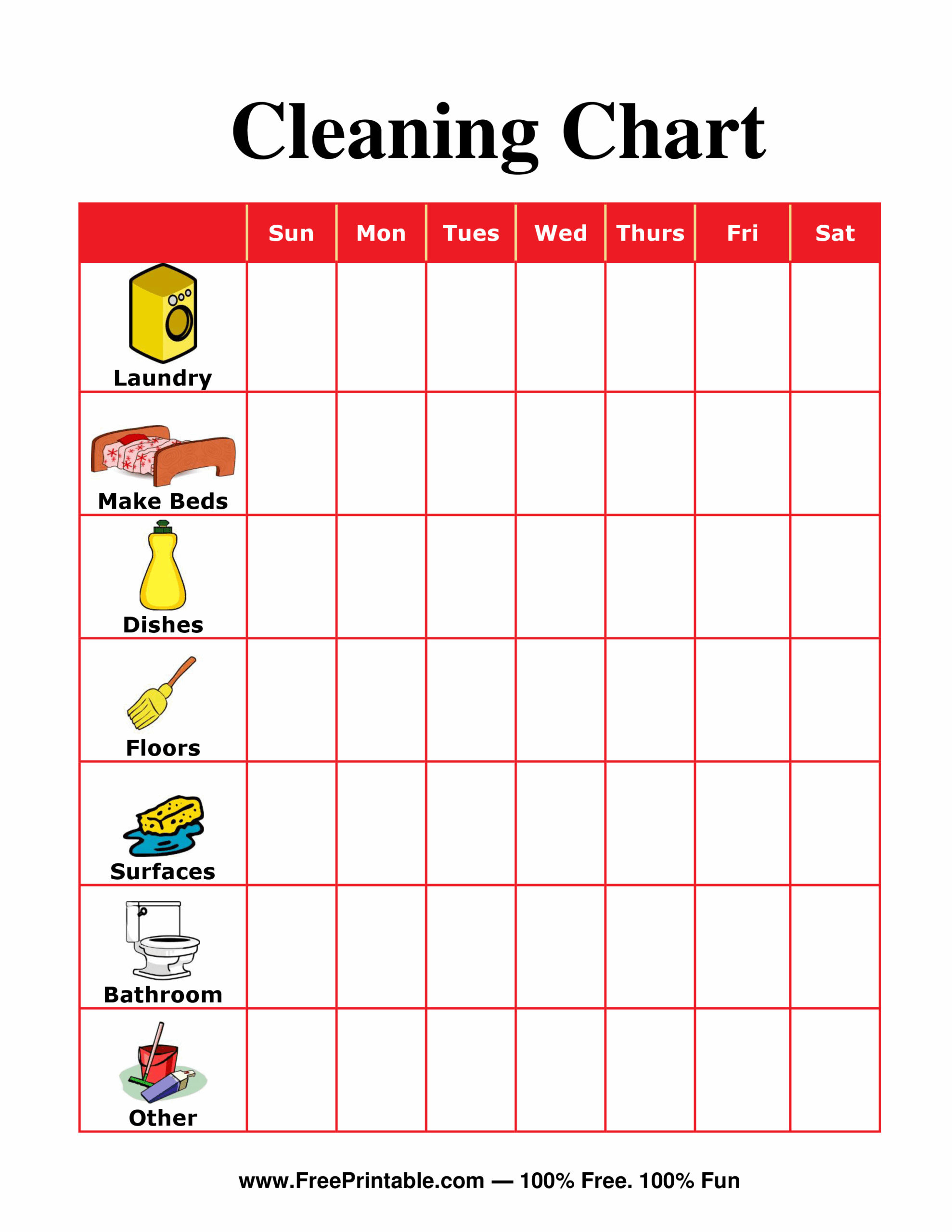 Chore Chart For Adults Printable Free Image To U
