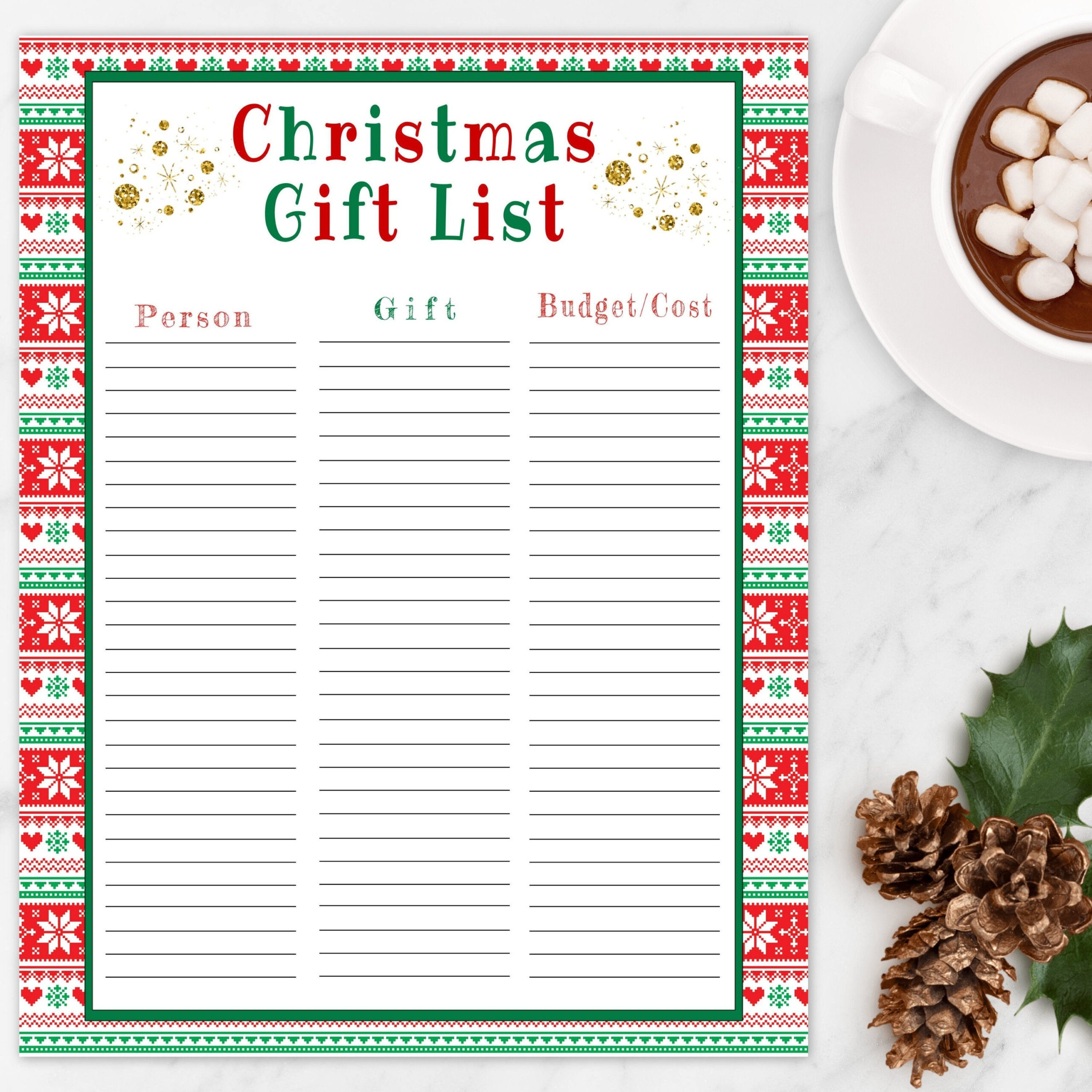 Christmas Gift List Printables FREE Printable HQ