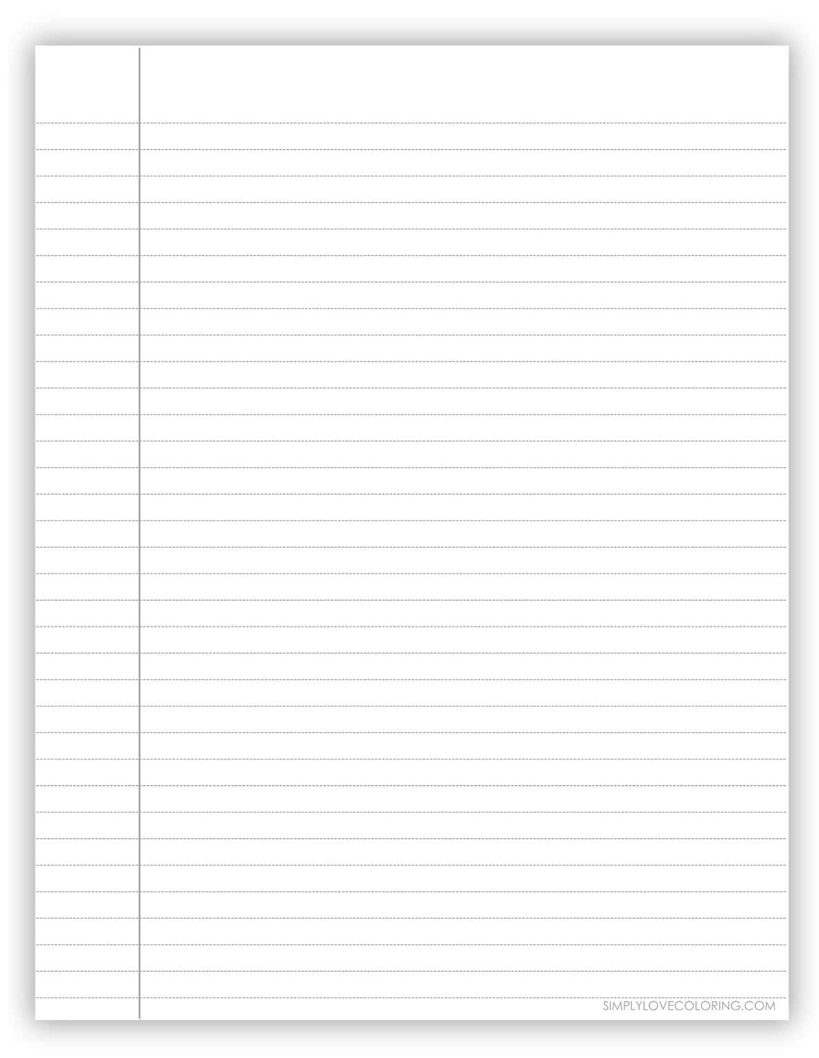 College Ruled Paper Printable Free PDF Download Simply Love Coloring
