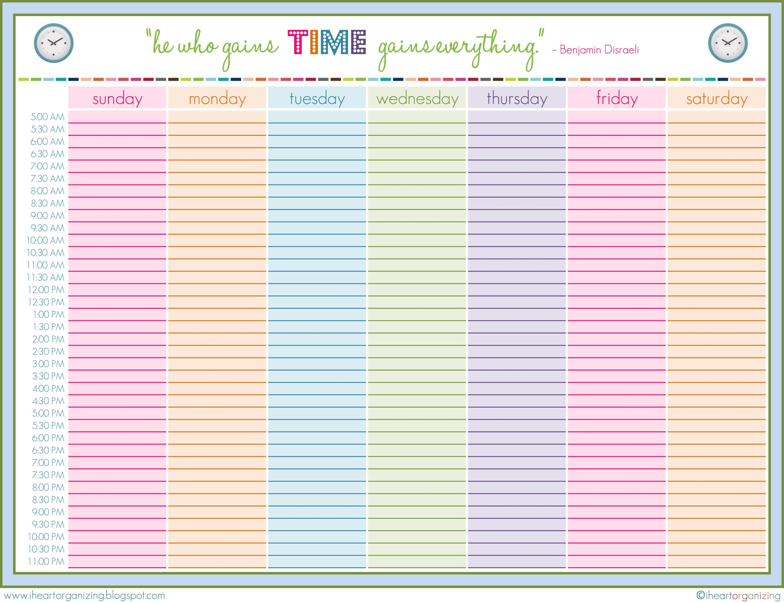 Cute Weekly Schedule Template Printable Printable Templates