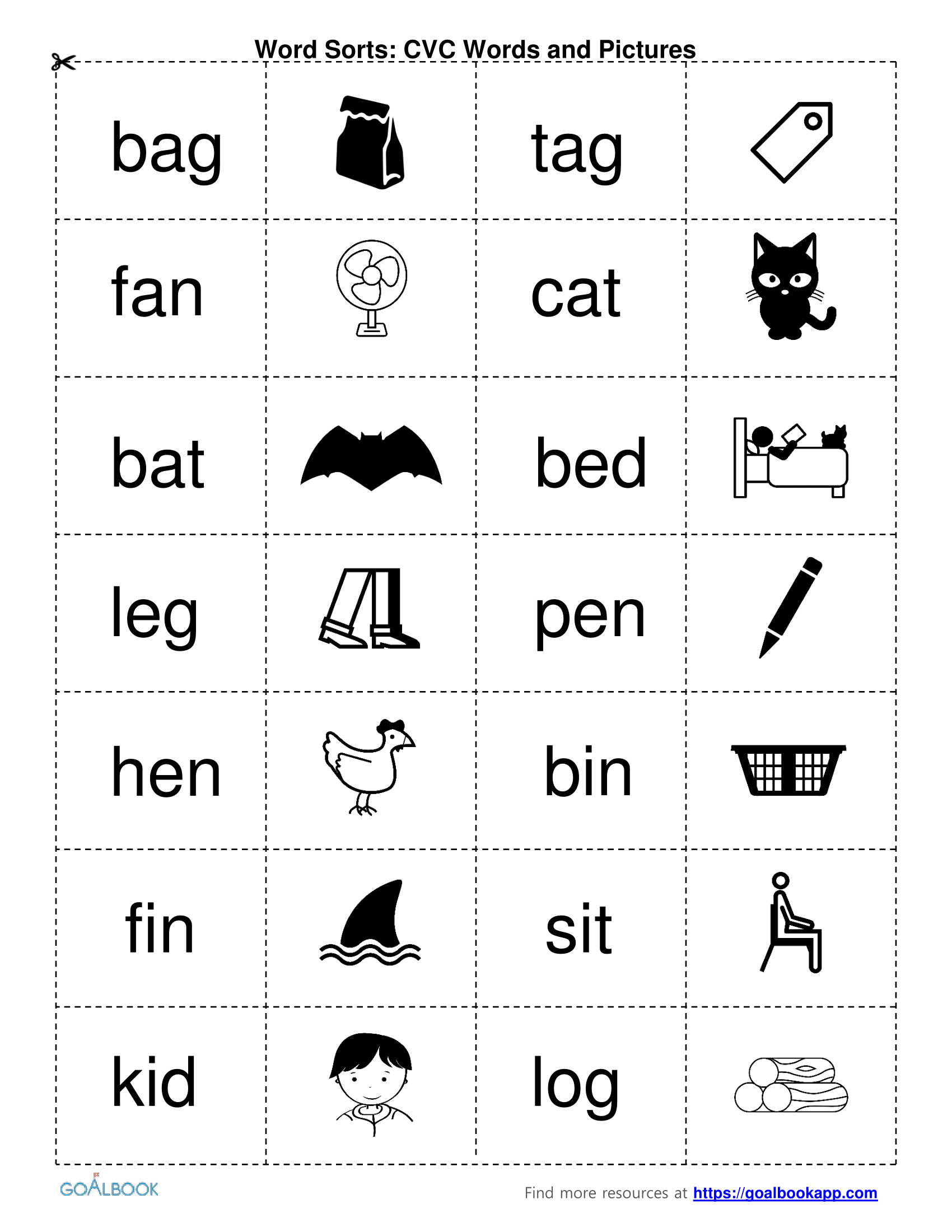 Cvc Words List Printable Printable Calendars AT A GLANCE