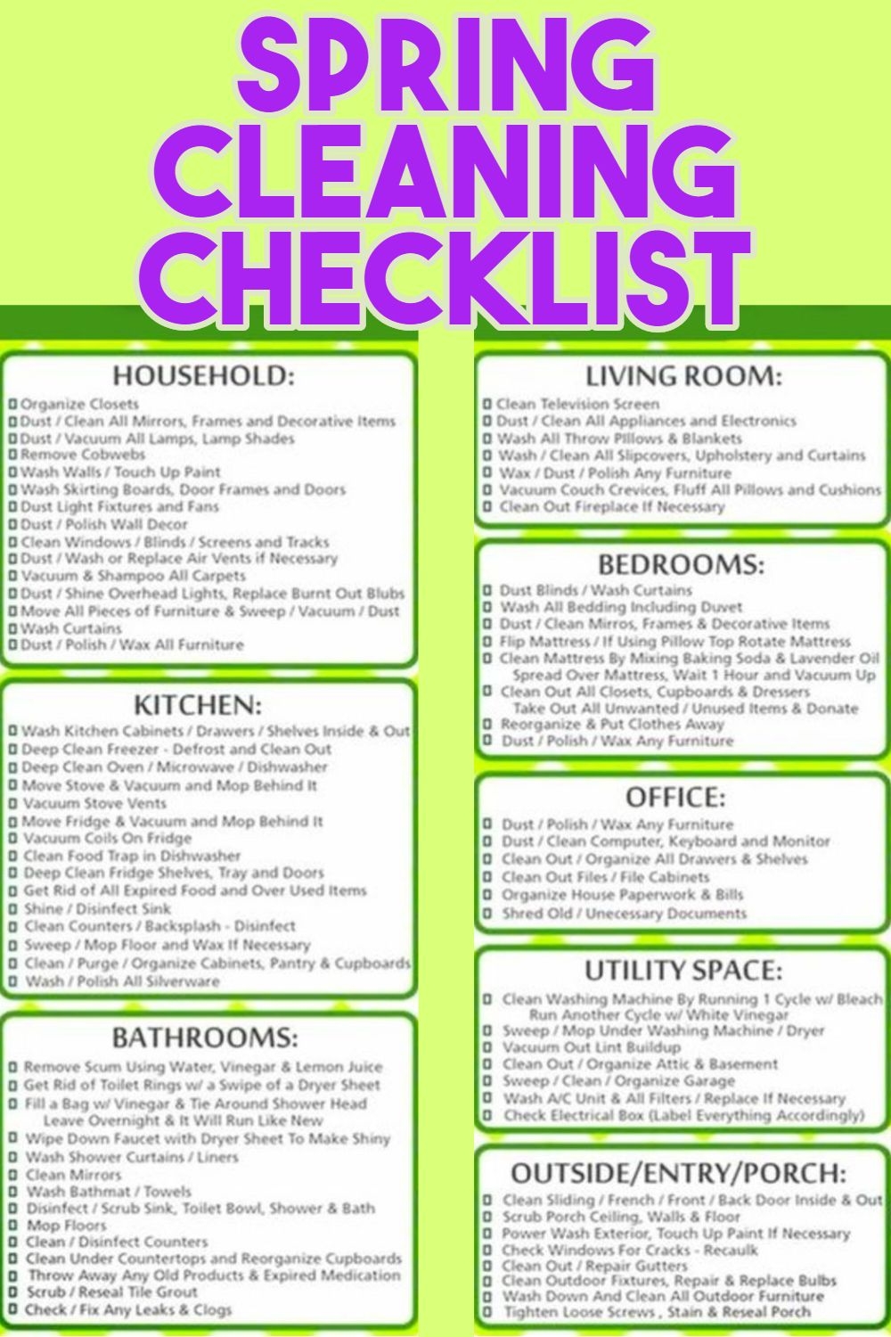 Deep Cleaning List Printable Printable Kids Entertainment NBKomputer