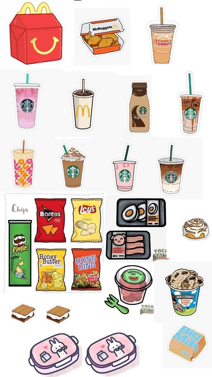 DIY Paper Doll Template With Starbucks Food And Drinks