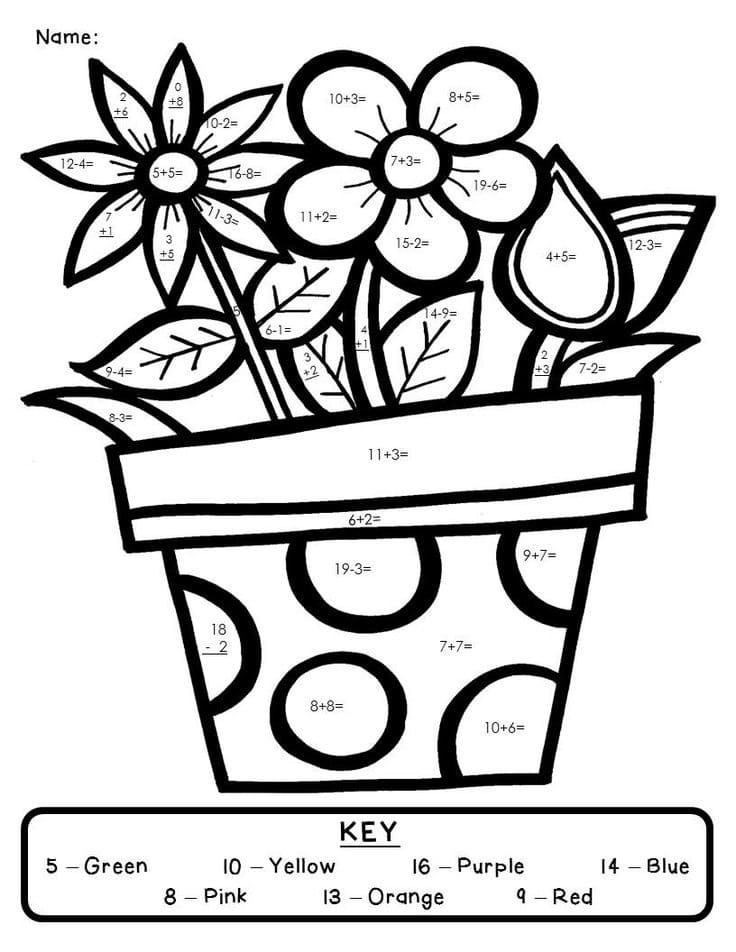 Double Digit Color By Number Addition Worksheet Coloring Page Free 