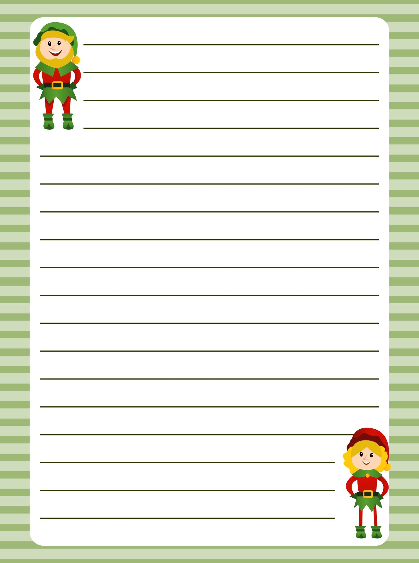 Elf Writing Paper Printable