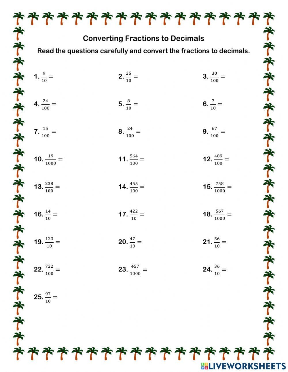 Fraction To Decimal Worksheets Printables Worksheets Worksheets 