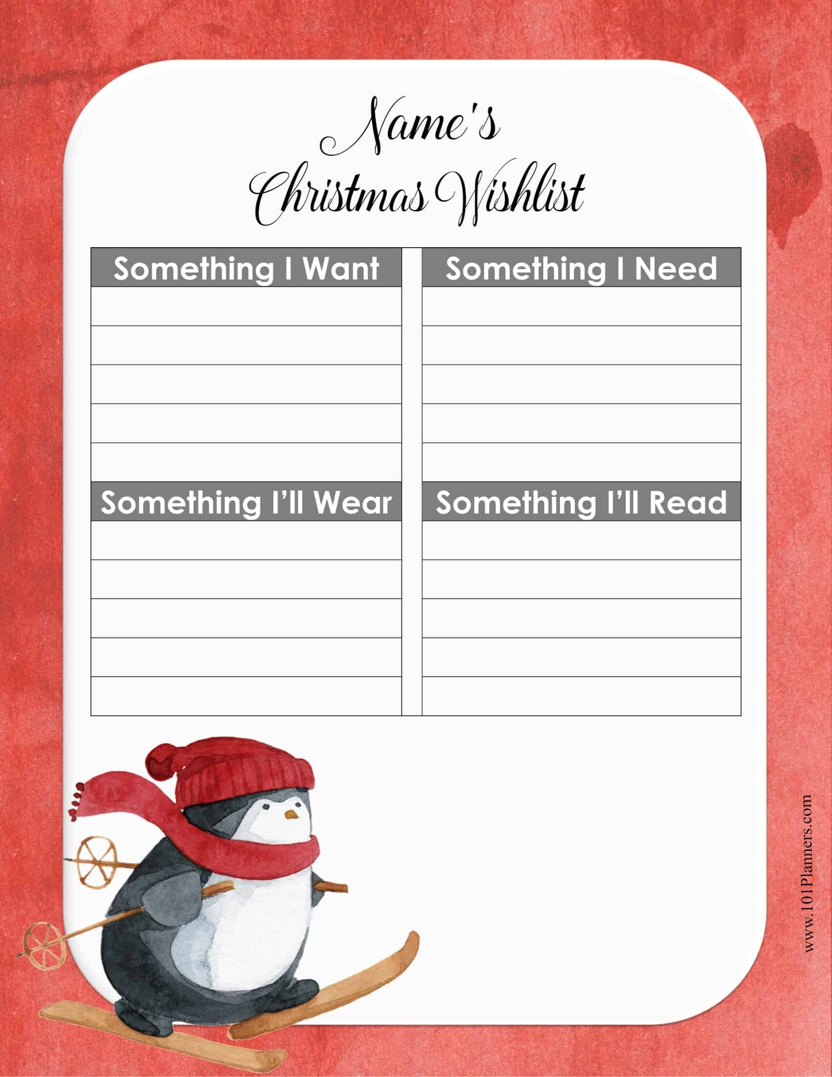 Free Christmas List Printable