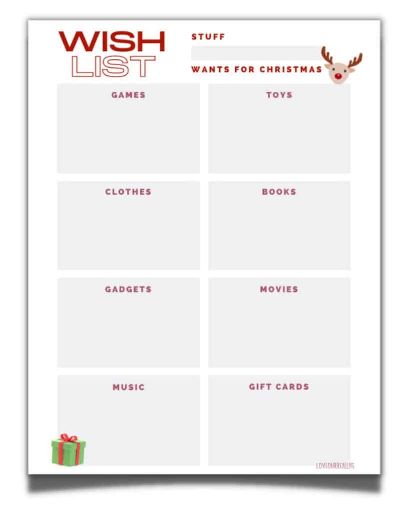 FREE Christmas Wish List Printable Template For Gift List Love Our 