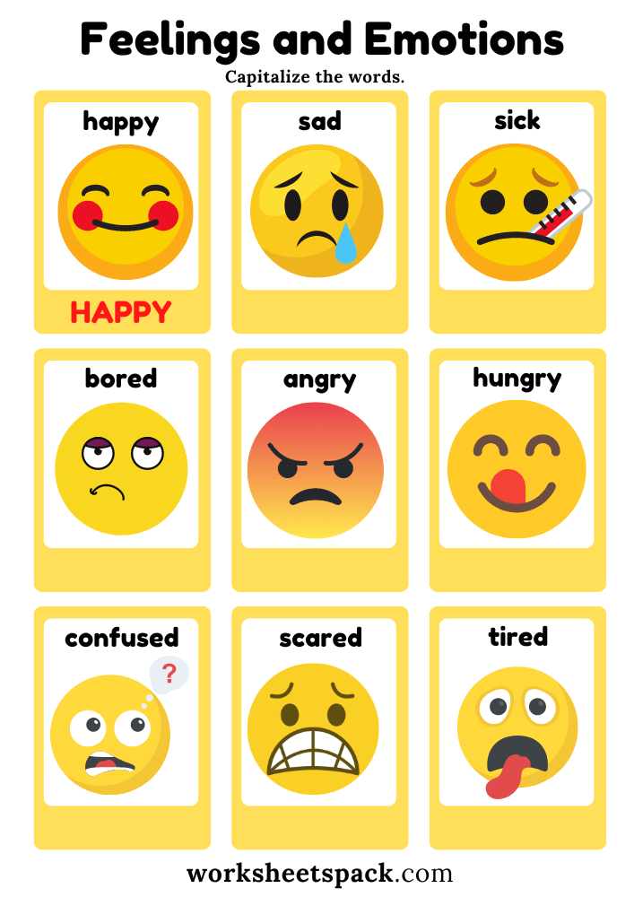 Free Feelings And Emotions Printables And Activities Worksheets Library