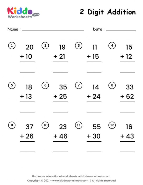Free Free 2 Digit Addition Worksheet Download Free Free 2 Digit 