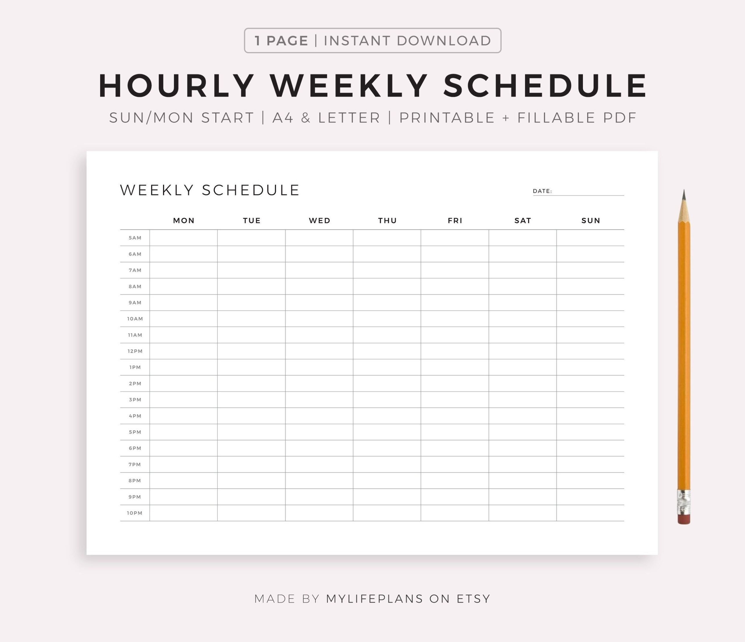 Free Free Printable Weekly Hourly Planner Download Free Free Printable 
