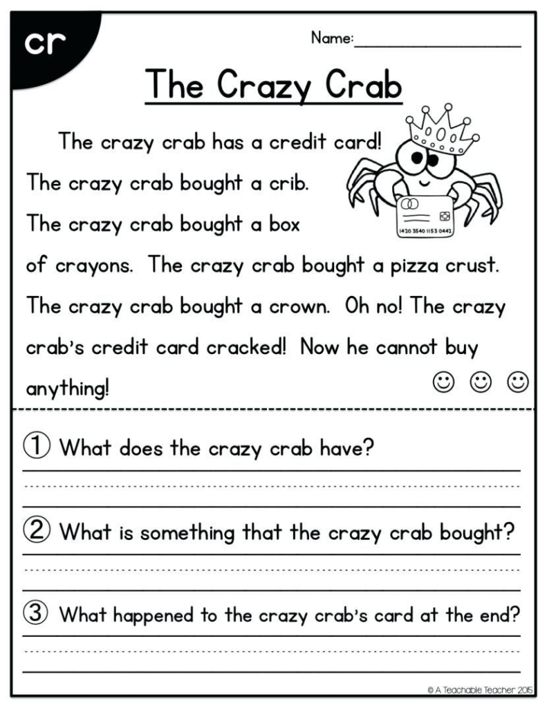 Free Printable 1st Grade Reading Printable Worksheets