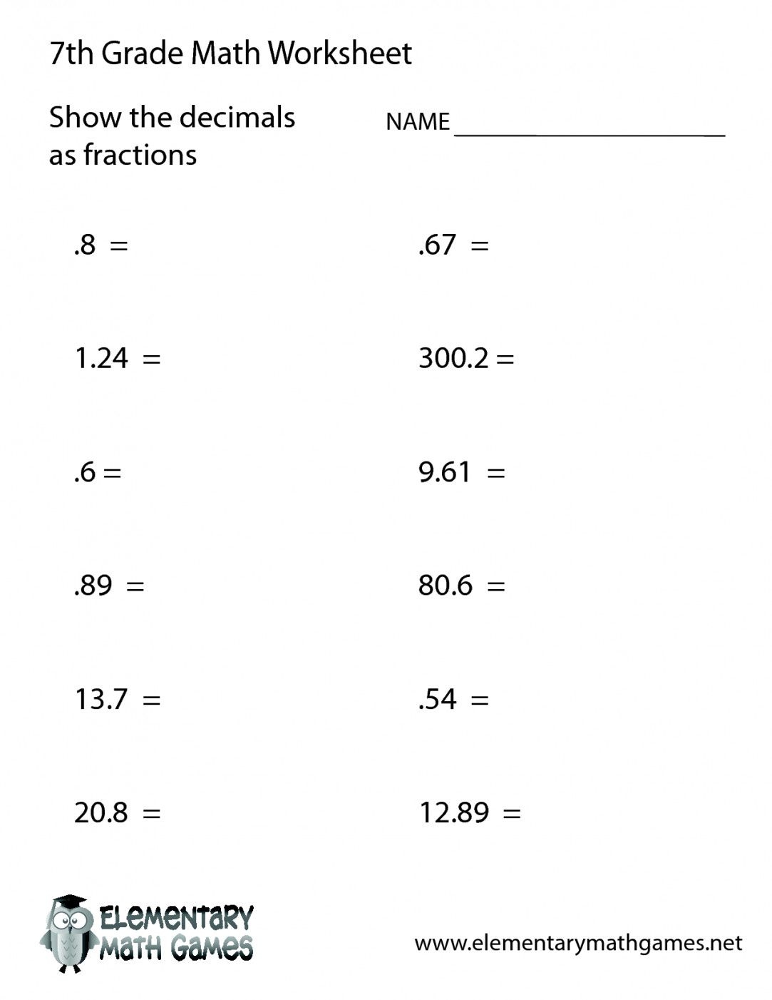 Free Printable 7Th Grade Math Worksheets Lostranquillos Free Free 