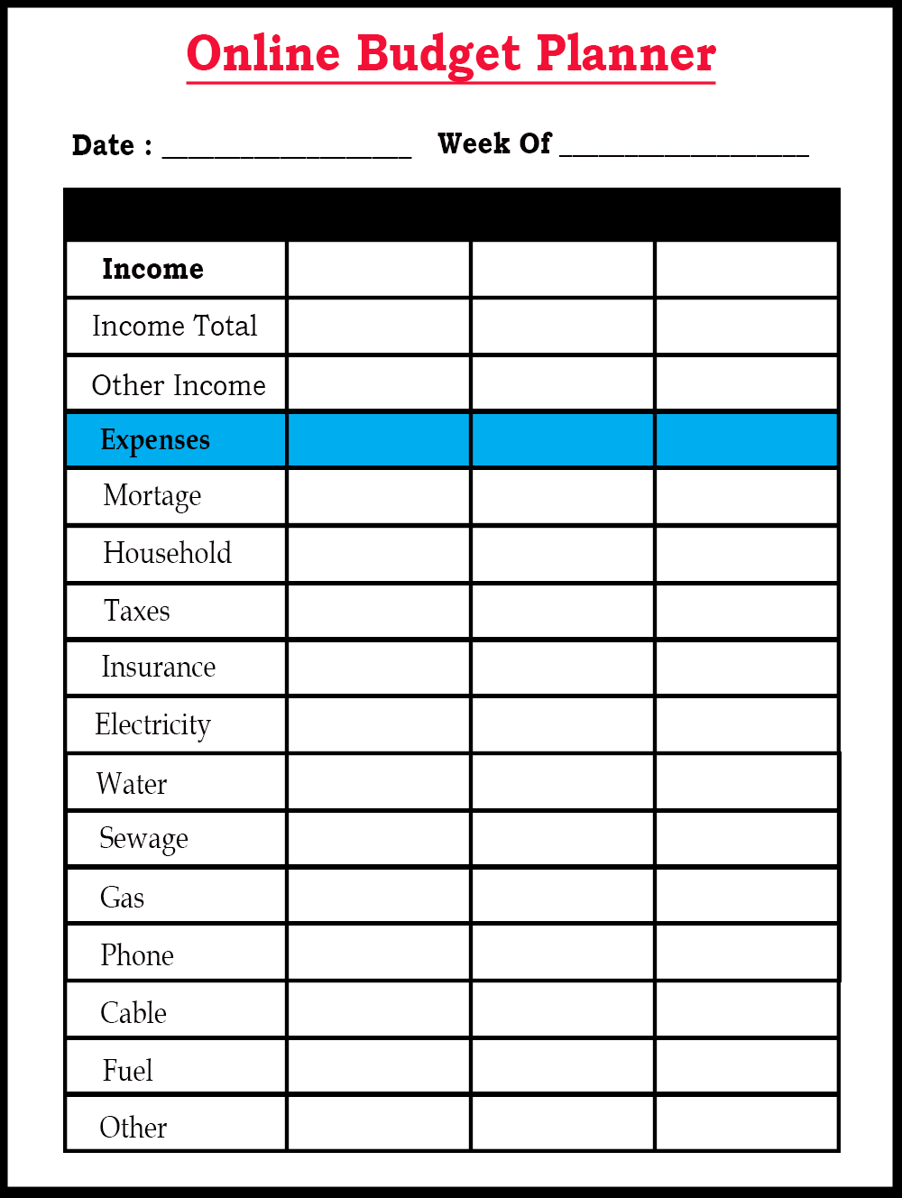Free Printable Budget Planner 2025 Pdf Bertram P Huggins