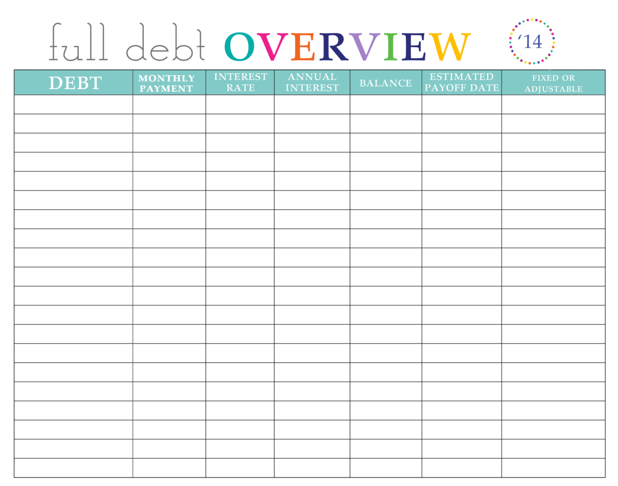 Free Printable Debt Payoff Worksheet Pdf