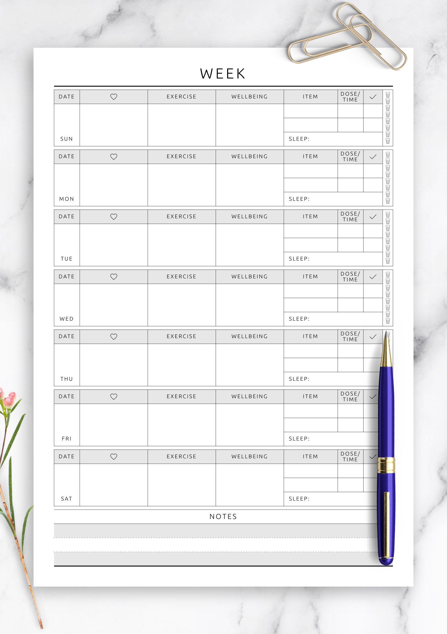 Free Printable Fitness Planner Pdf Printable Word Searches