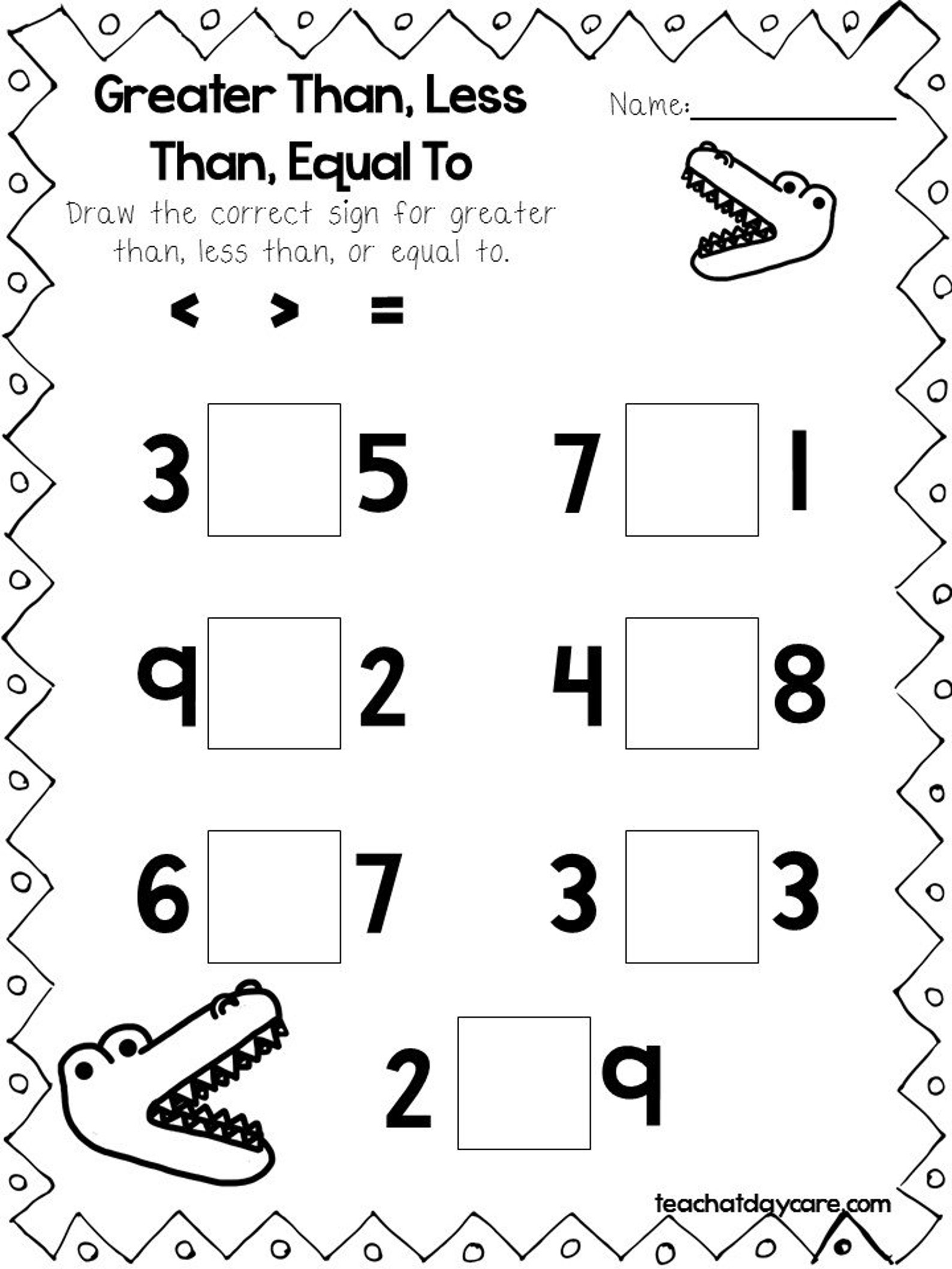 Free Printable Greater Than Less Than Worksheets