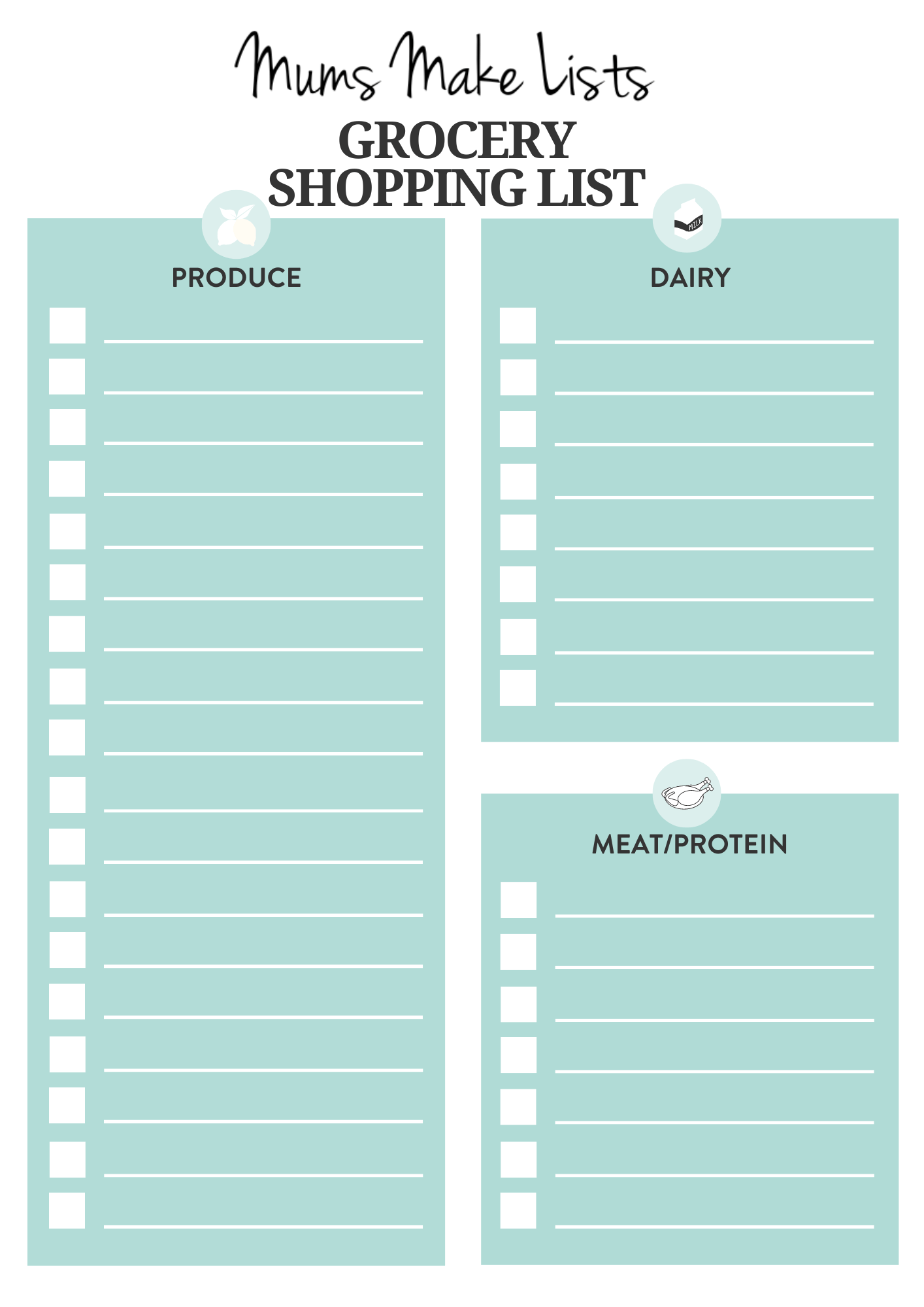 FREE Printable Grocery Shopping List Template