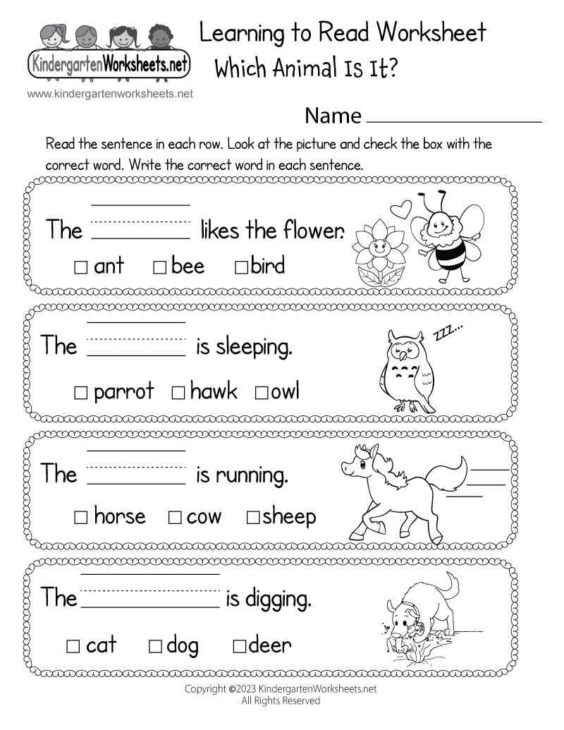 Free Printable Learning Worksheets For Kindergarten Kindergarten 
