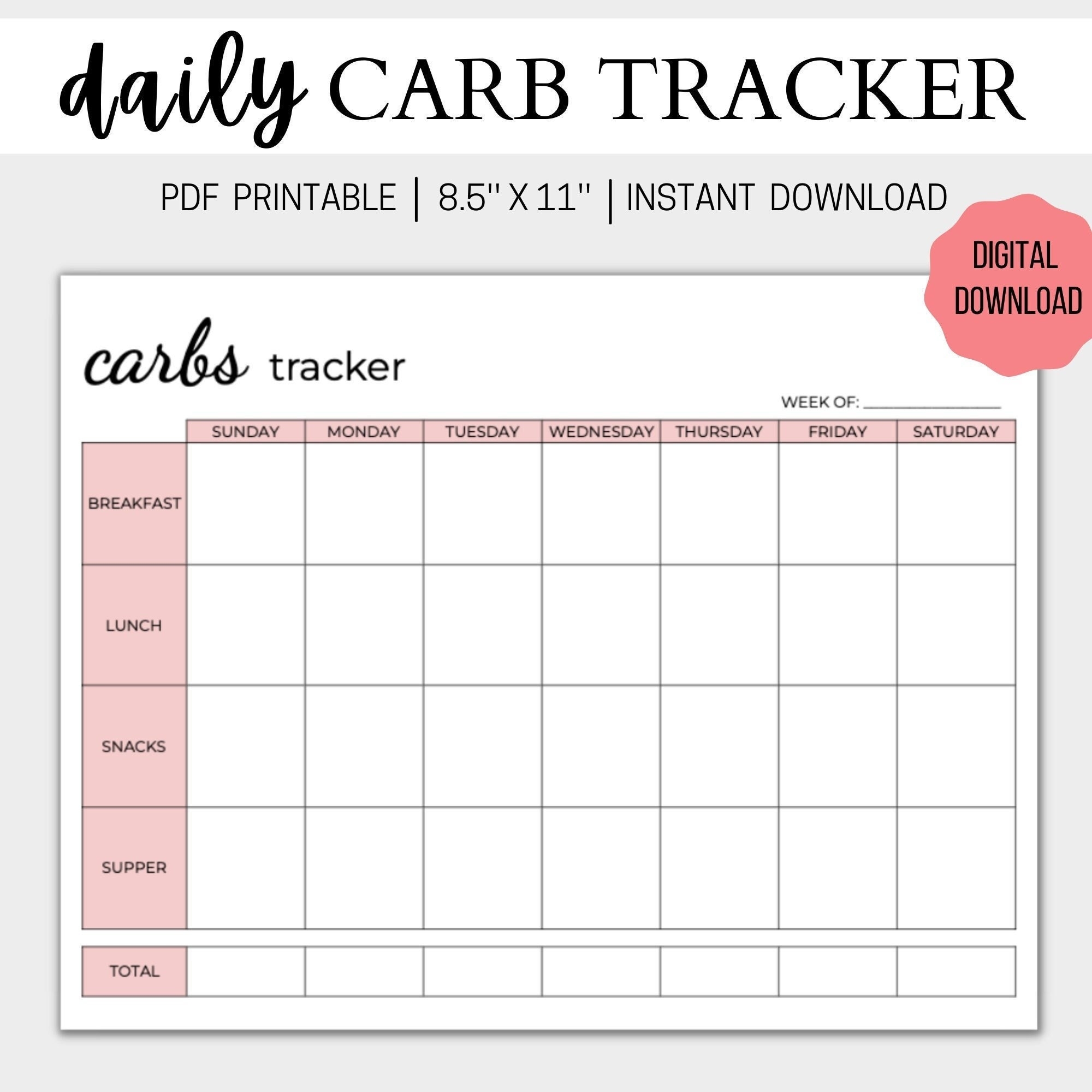 Free Printable Low Carb Food Journal Download Free Printable Low Carb 