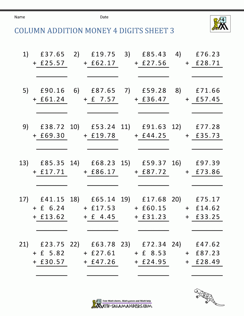 Free Printable Money Worksheets 
