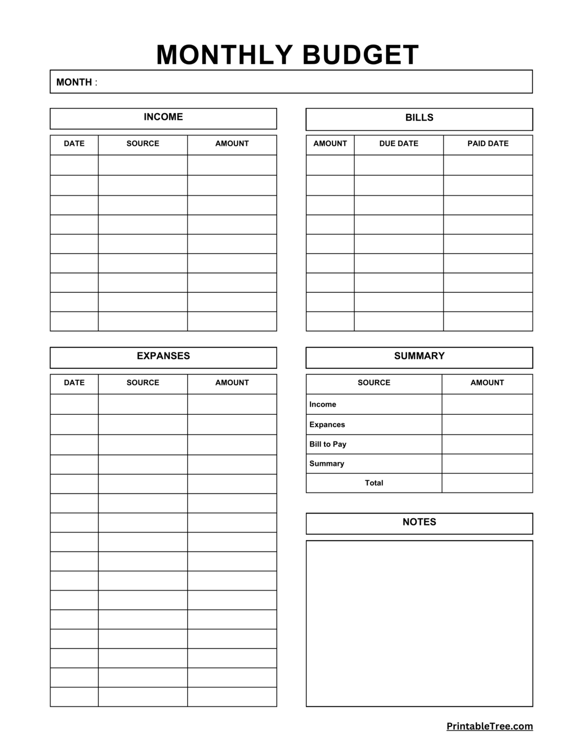 Free Printable Monthly Budget Planner NBKomputer