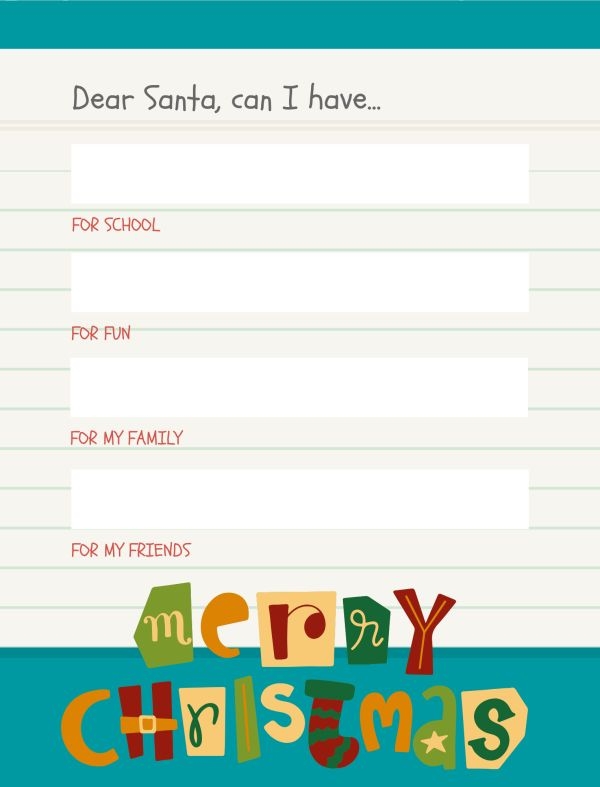 Free Printable Santa List Letter Template For Kids Dear Santa Letter 