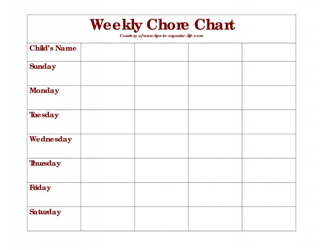 Free Printable Weekly Chore Charts Free Printable Chore Chart Ideas 
