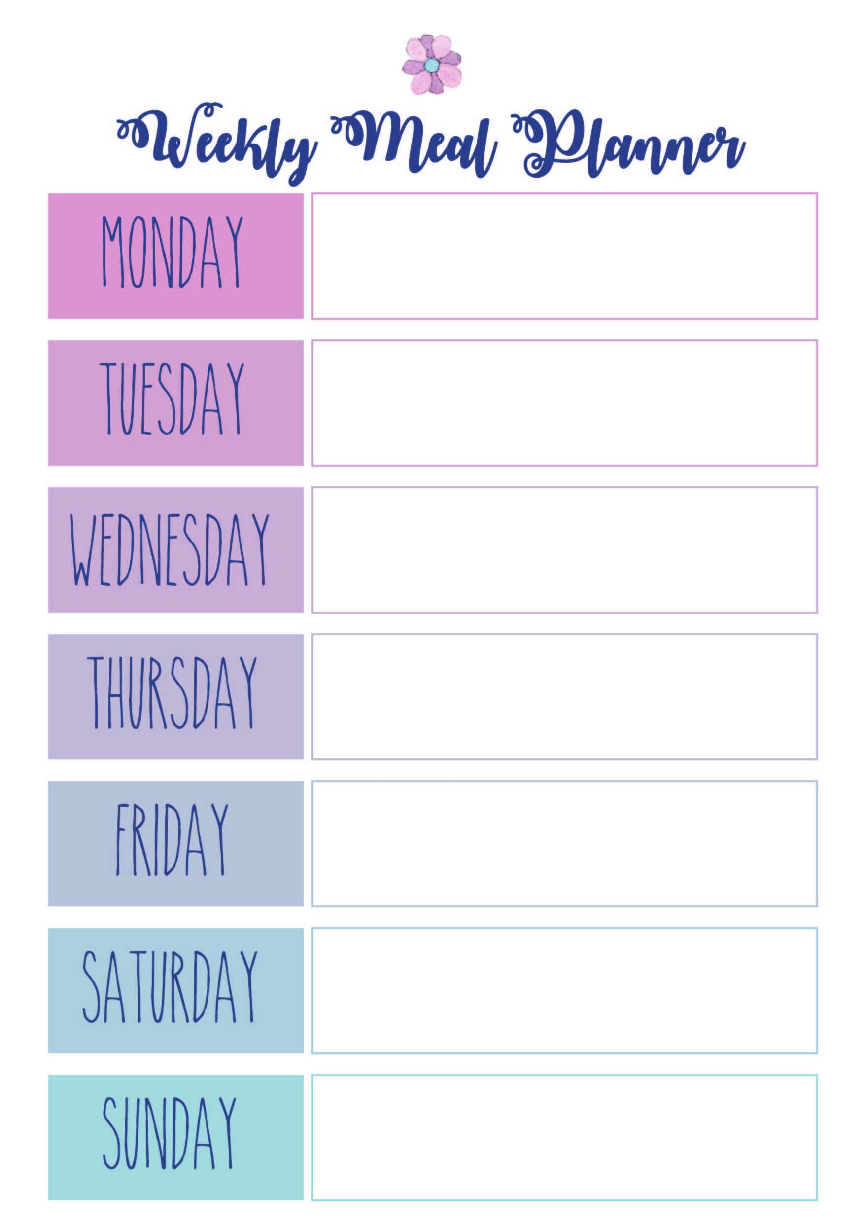 Free Printable Weekly Meal Planner Hptery