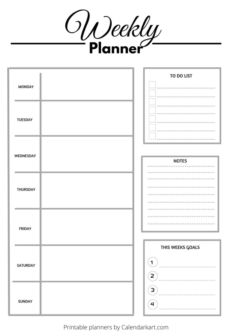 Free Printable Weekly Planner Templates CALENDARKART Free Printable 