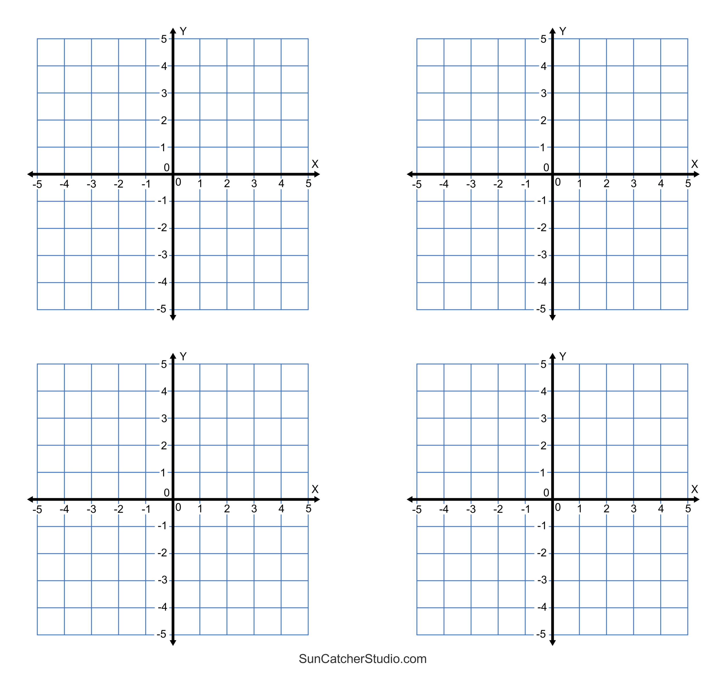 Grid Paper Printable 4 Quadrant Coordinate Graph Paper Templates 