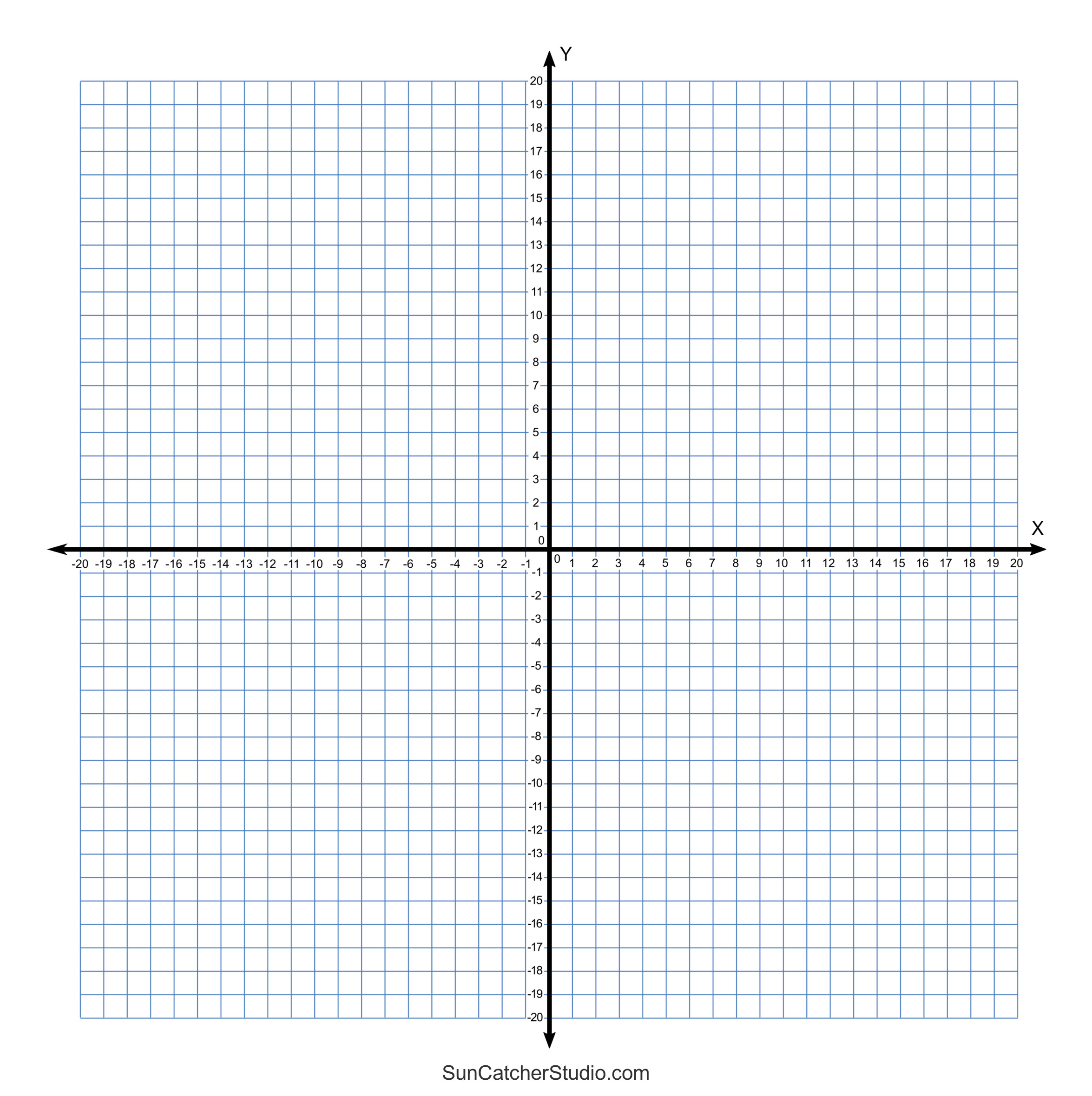 Grid Paper Printable 4 Quadrant Coordinate Graph Paper Templates 