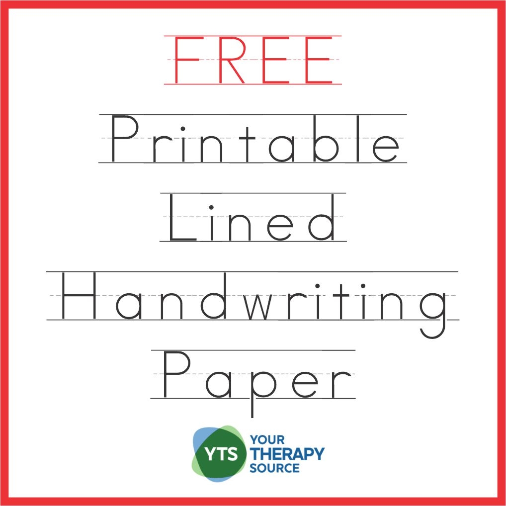 Handwriting Paper Printable FREE Your Therapy Source Worksheets 