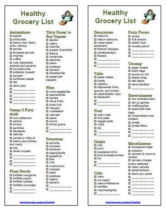 Heart Healthy Shopping List Printable