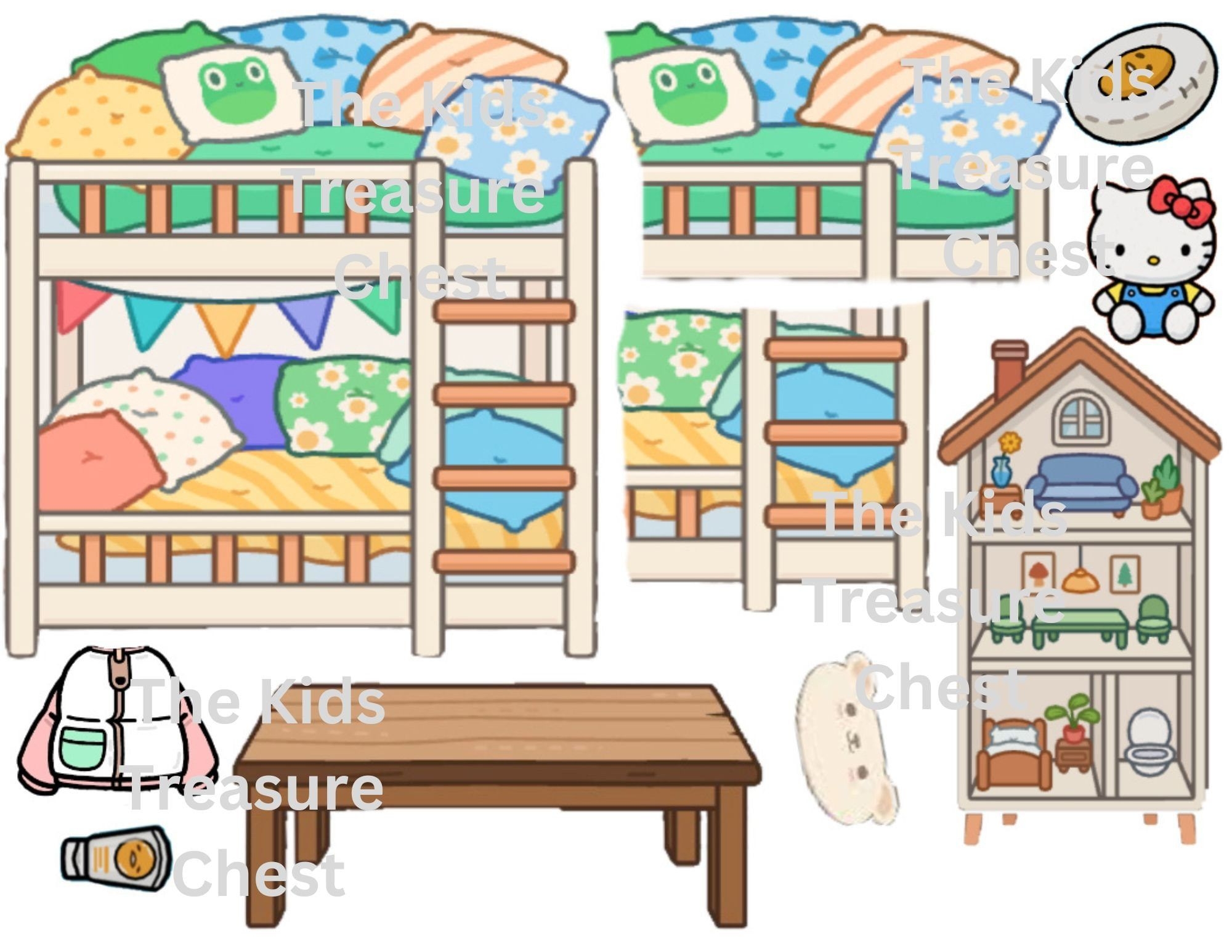 Inspired Toca Boca 2 Pages Paper Doll Bedroom 2 Furniture Background