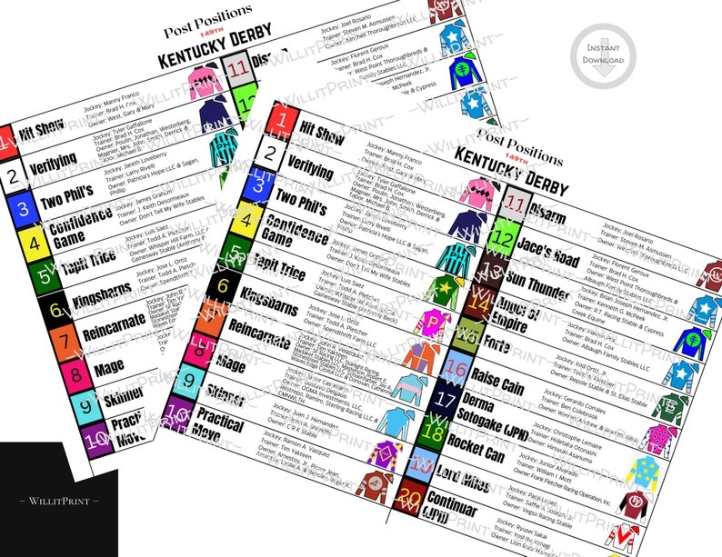 Kentucky Derby 2023 Printable List