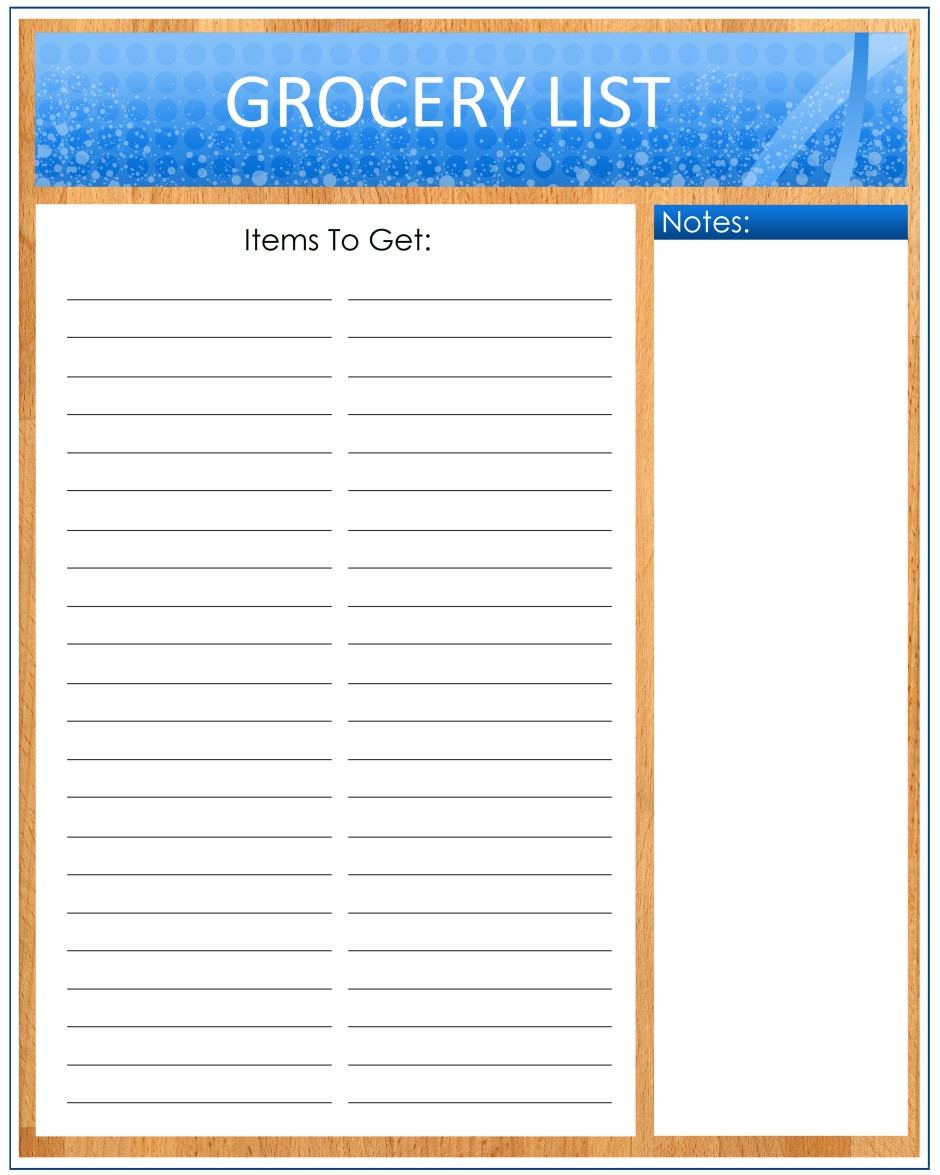 Kids Grocery Shopping List Printables