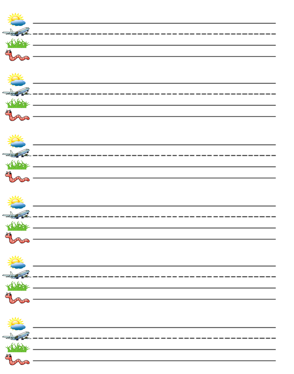 Kindergarten Lined Paper Printable Free Baseline Worm Line Lined 